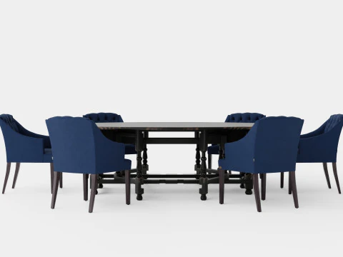 Balmoral black with Delano chair indigo 3D Model