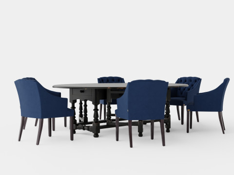 Balmoral black with Delano chair indigo 3D Model