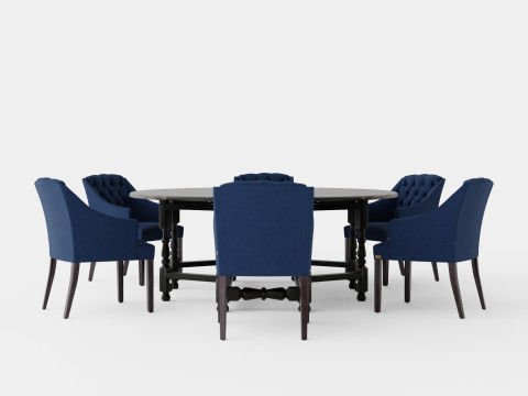 Balmoral black with Delano chair indigo 3D Model