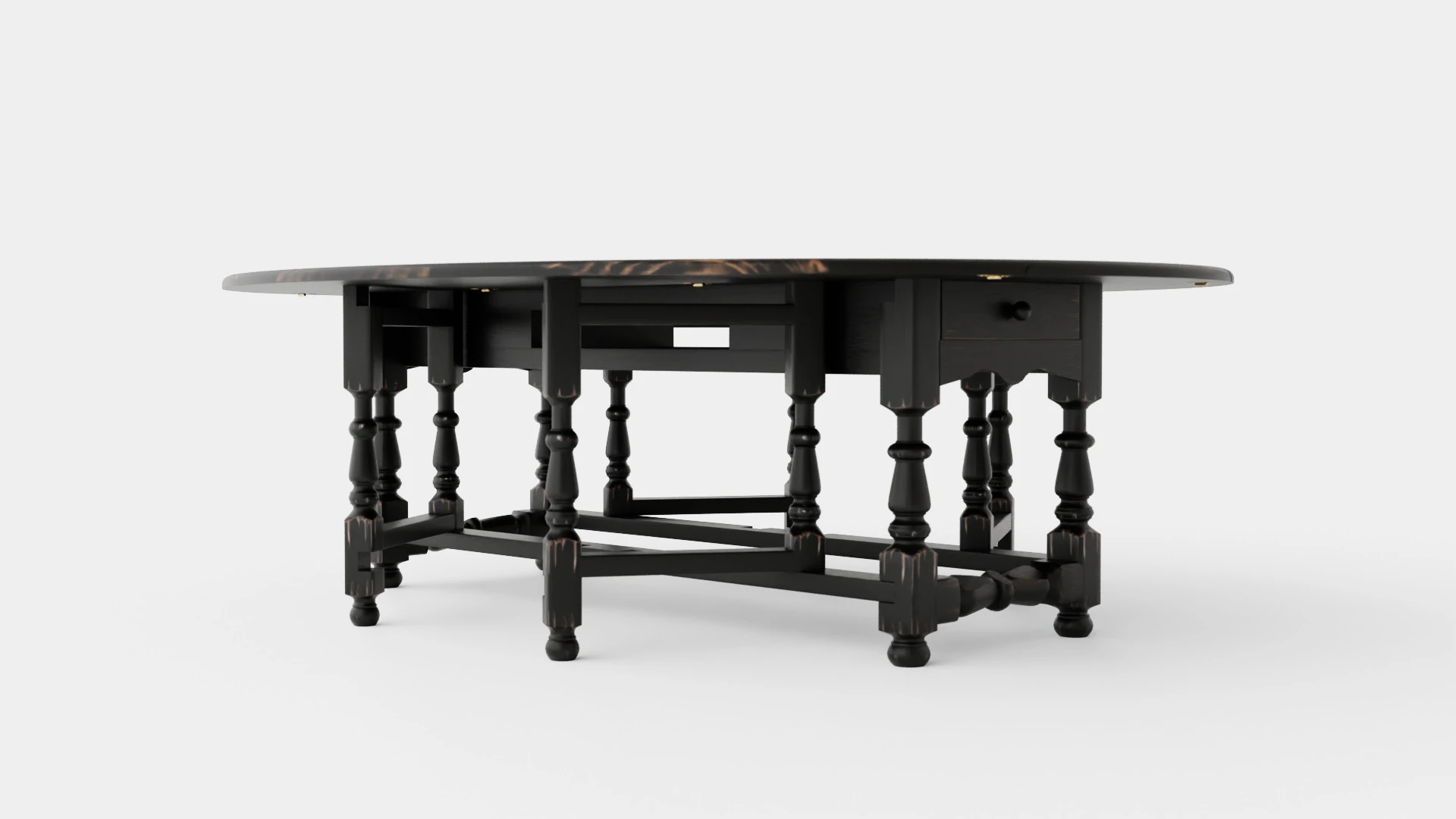 Balmoral dining table black 3D Model .c4d .max .obj .3ds .fbx .stl .blend 