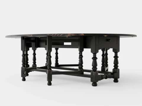 Table &agrave; manger Balmoral noire Modèle 3D