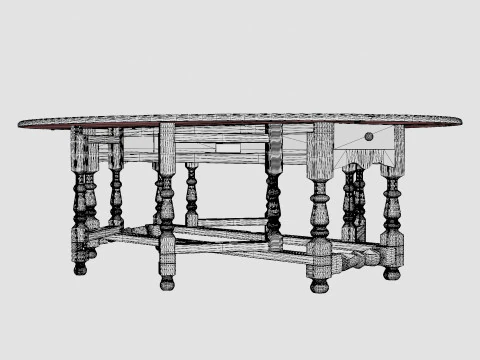 Balmoral dining table black 3D Model