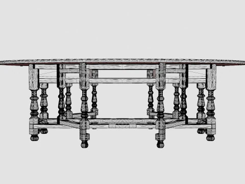 Balmoral dining table black 3D Model