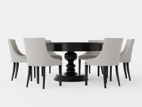 Cardiff black with Addison chair sand Dining Set 3D Model