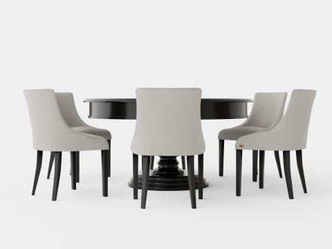 Cardiff black with Addison chair sand Dining Set Modelo 3D