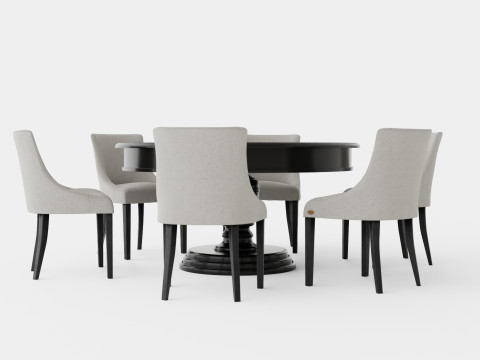 Cardiff black with Addison chair sand Dining Set Modelo 3D