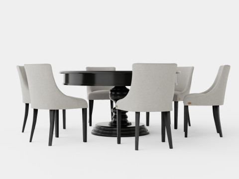 Cardiff black with Addison chair sand Dining Set Modelo 3D