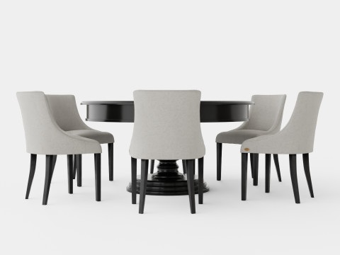 Cardiff black with Addison chair sand Dining Set Modelo 3D