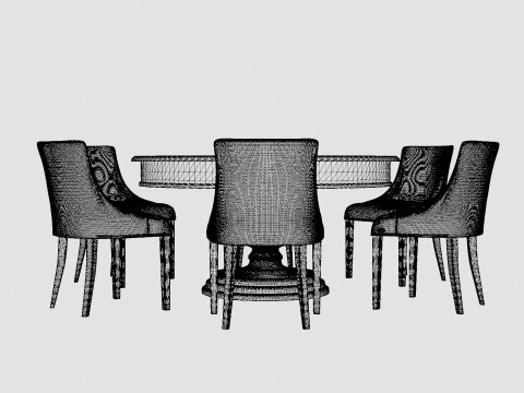 Cardiff black with Addison chair sand Dining Set Modelo 3D