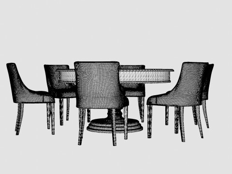 Cardiff black with Addison chair sand Dining Set Modelo 3D