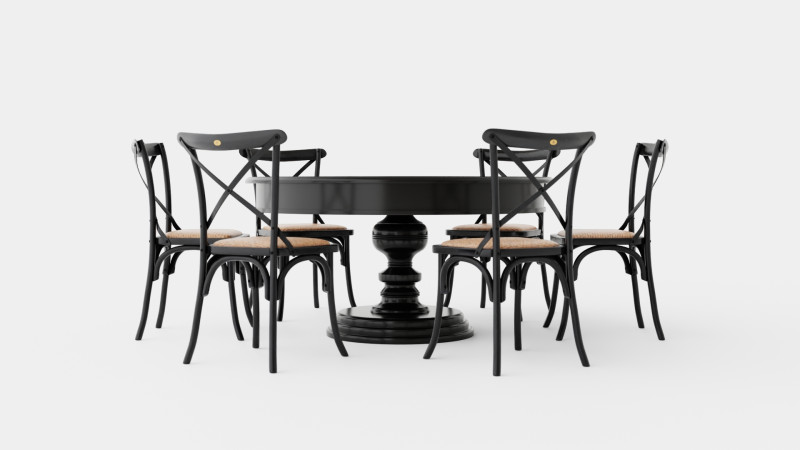 Cardiff black with Cross chair black Dining Set 3D Model .c4d .max .obj .3ds .fbx .stl .blend 