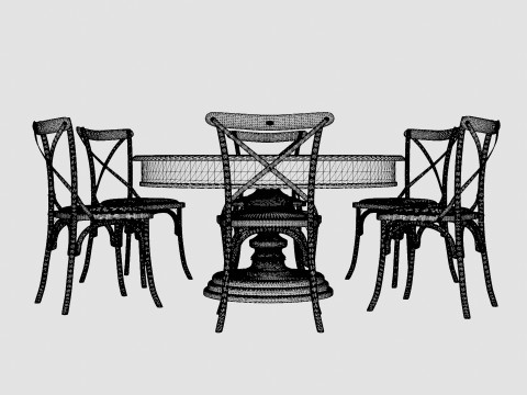 Cardiff black with Cross chair black Dining Set 3D Model