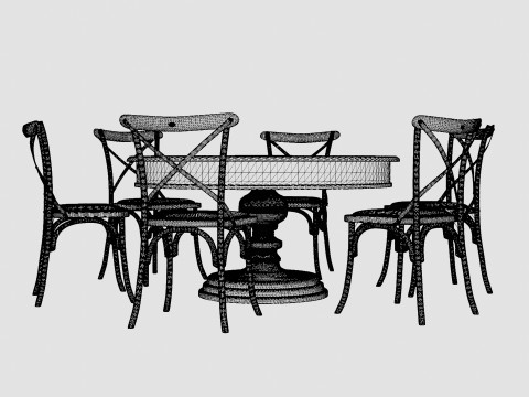 Cardiff black with Cross chair black Dining Set 3D Model