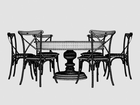 Cardiff black with Cross chair black Dining Set 3D Model