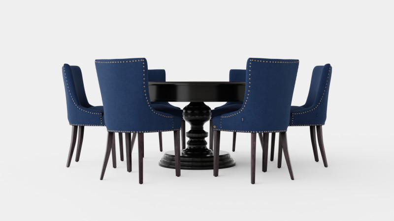 Cardiff black with Hudson chair indigo Dining Set 3D Model .c4d .max .obj .3ds .fbx .stl .blend 