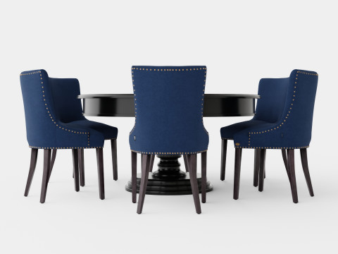 Cardiff black with Hudson chair indigo Dining Set 3D Model