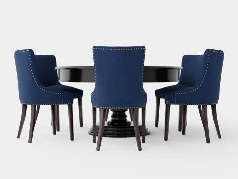 Cardiff black with Hudson chair indigo Dining Set 3D Model