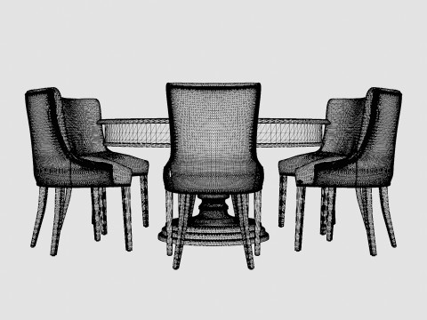 Cardiff black with Hudson chair indigo Dining Set 3D Model