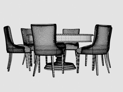 Cardiff black with Hudson chair indigo Dining Set 3D Model
