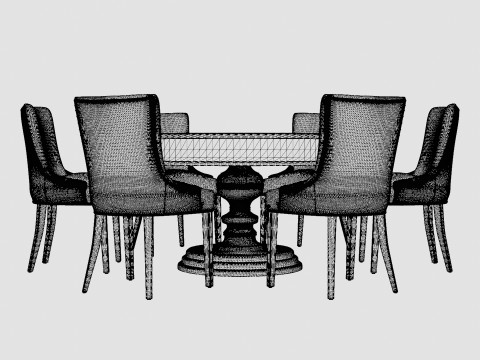 Cardiff black with Hudson chair indigo Dining Set 3D Model