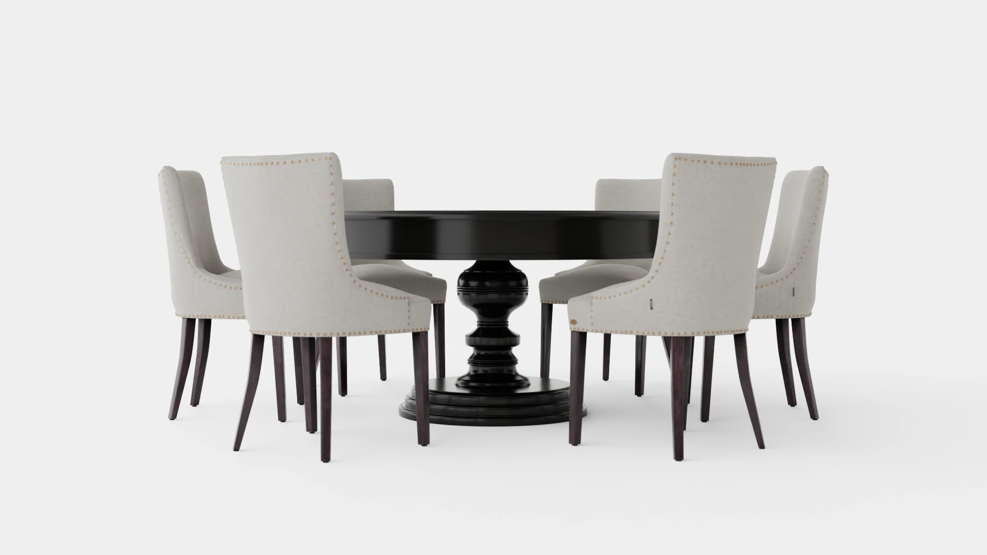 Cardiff black with Hudson chair sand Dining Set 3D Model .c4d .max .obj .3ds .fbx .stl .blend 