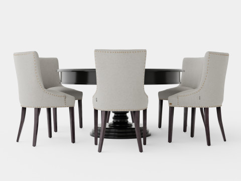 Cardiff black with Hudson chair sand Dining Set Model 3D
