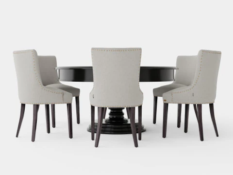 Cardiff black with Hudson chair sand Dining Set 3D Model