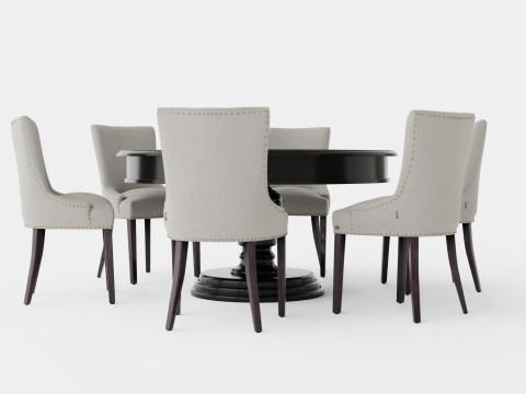 Cardiff black with Hudson chair sand Dining Set Model 3D