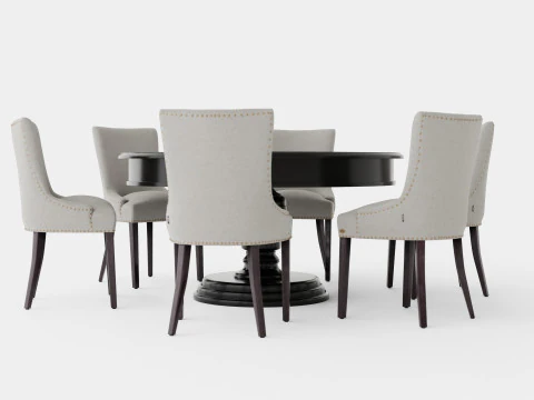 Cardiff black with Hudson chair sand Dining Set 3D Model