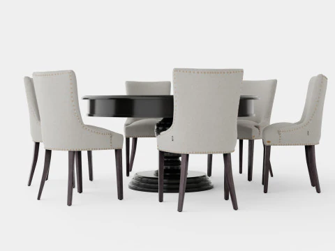Cardiff black with Hudson chair sand Dining Set 3D Model