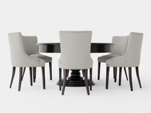 Cardiff black with Hudson chair sand Dining Set Model 3D