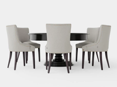 Cardiff black with Hudson chair sand Dining Set 3D Model