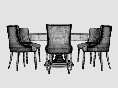 Cardiff black with Hudson chair sand Dining Set 3D Model