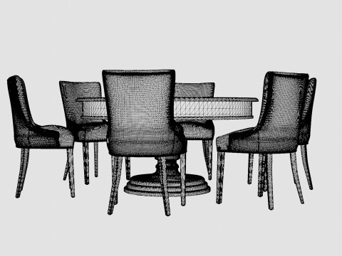 Cardiff black with Hudson chair sand Dining Set Model 3D