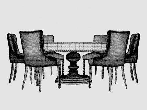 Cardiff black with Hudson chair sand Dining Set 3D Model