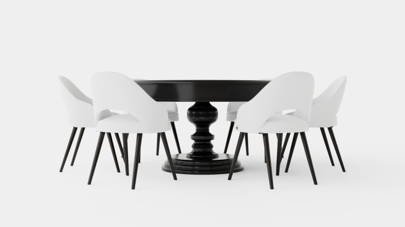 Cardiff black with Milano chair white Dining Set 3D Model .c4d .max .obj .3ds .fbx .stl .blend