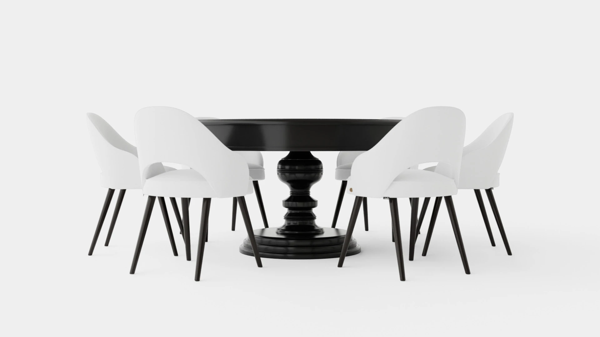 Cardiff black with Milano chair white Dining Set 3D Model .c4d .max .obj .3ds .fbx .stl .blend 