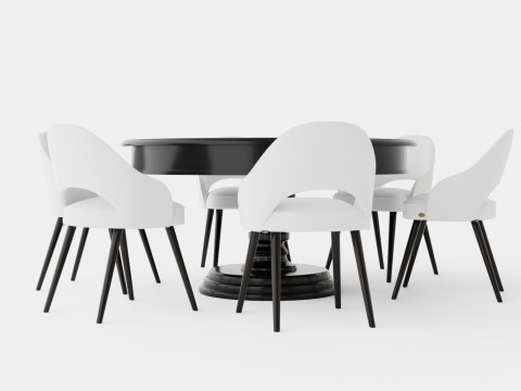 Cardiff black with Milano chair white Dining Set 3D Model