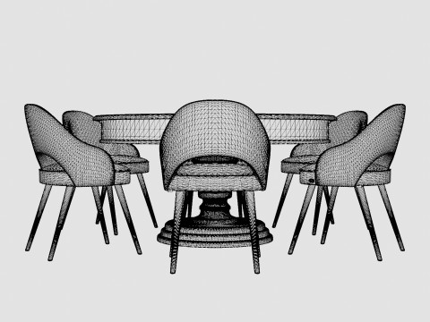 Cardiff black with Milano chair white Dining Set 3D Model