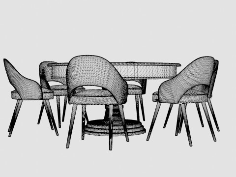 Cardiff black with Milano chair white Dining Set 3D Model