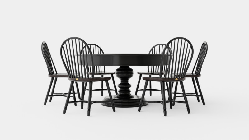 Cardiff black with Windsor chair black Dining Set 3Dモデル .c4d .max .obj .3ds .fbx .stl .blend 