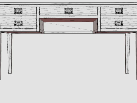Secret&aacute;ria Centerville em wengu&eacute; Modelo 3D