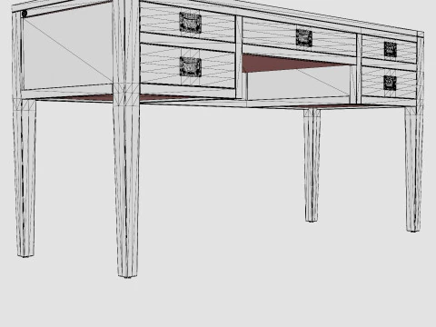 Secret&aacute;ria Centerville em wengu&eacute; Modelo 3D