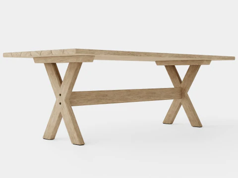 Table &agrave; manger Cross charbon de bois Modèle 3D