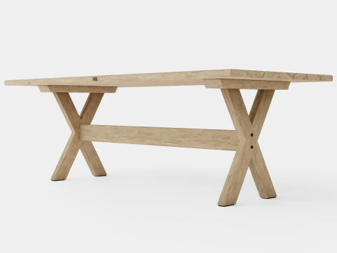Cross dining table charcoal 3D Model