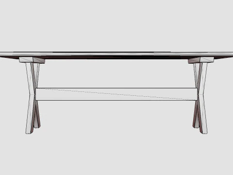 Cross dining table charcoal 3D Model