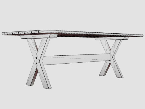 Cross dining table charcoal 3D Model