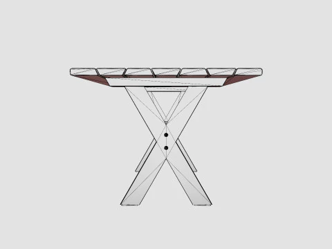 Cross dining table charcoal 3D Model