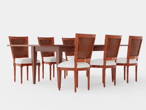 Eton brown noble with Charlotte noble brown Dining Set 3D Model