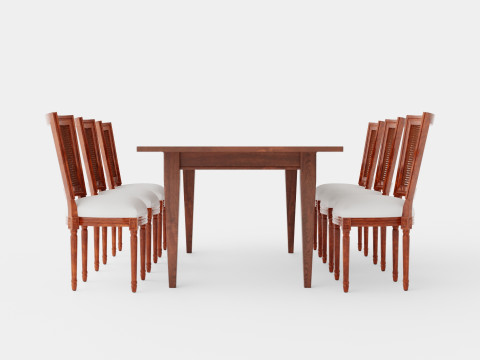 Eton brown noble with Charlotte noble brown Dining Set 3D Model